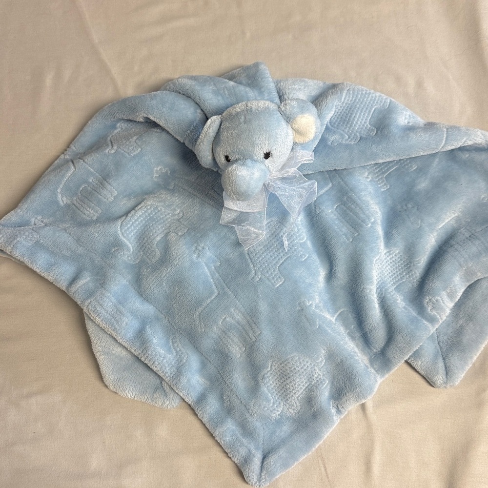 🐥 Adorable Blue Elephant Baby Blanket - oversized lovey/nunu/security blanket